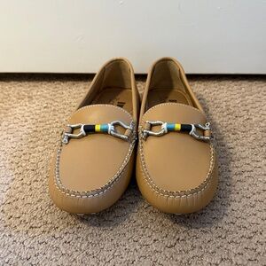 Stylish Tan Loafers with Decorative Strap